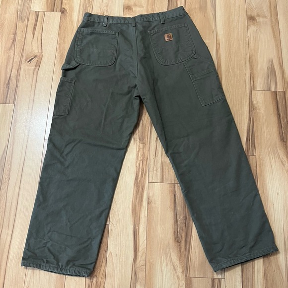 Carhartt B111 MOS Canvas Flannel Lined Carpenter Pants 38 X 30 Original Fit Gorp - Picture 7 of 9